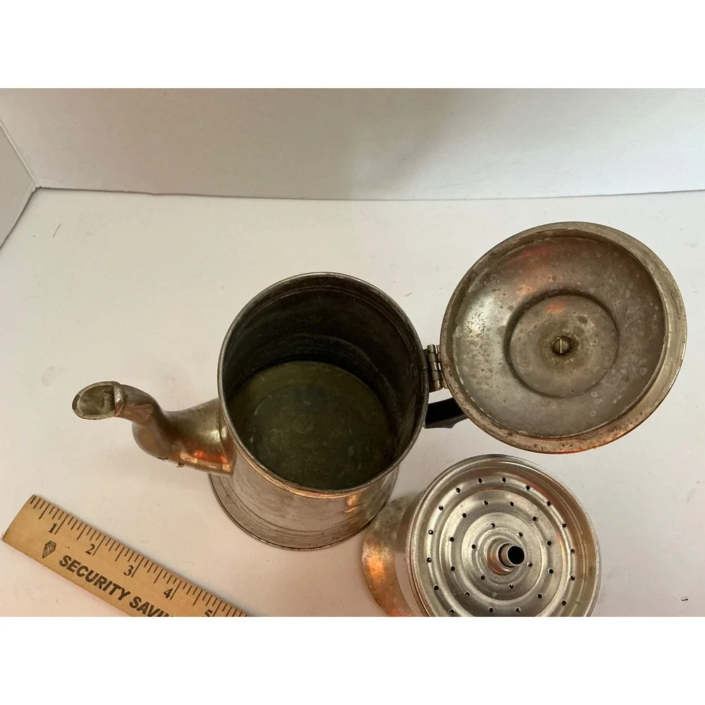 Vintage Coffee Percolator Stovetop Pot Silver Tone Metal Farmhouse